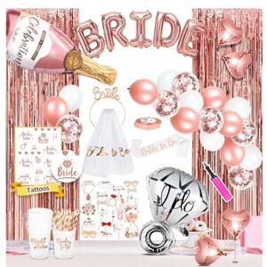 Rose Gold Bridal Bachelorette Shower Party Supplies Set